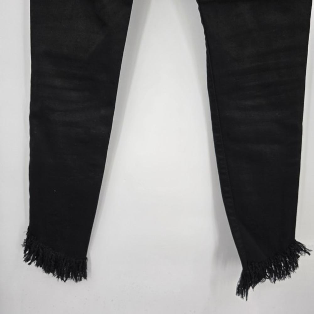 FRAME‎ Le High Skinny Jeans Black High Rise Frayed Hem Denim Size 25 - Picture 8 of 15